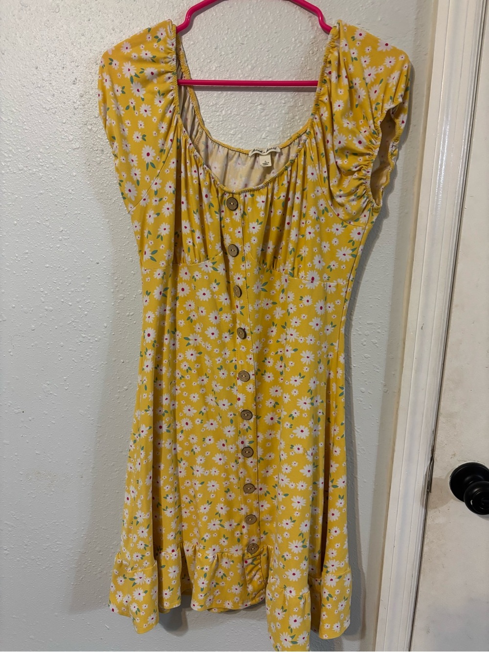 Derek Heart Yellow Floral Button-Front Sundress